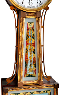 Antique American Waterbury Willard 8 day Eglomise "Aurora" #6 Banjo Clock, circa 1908