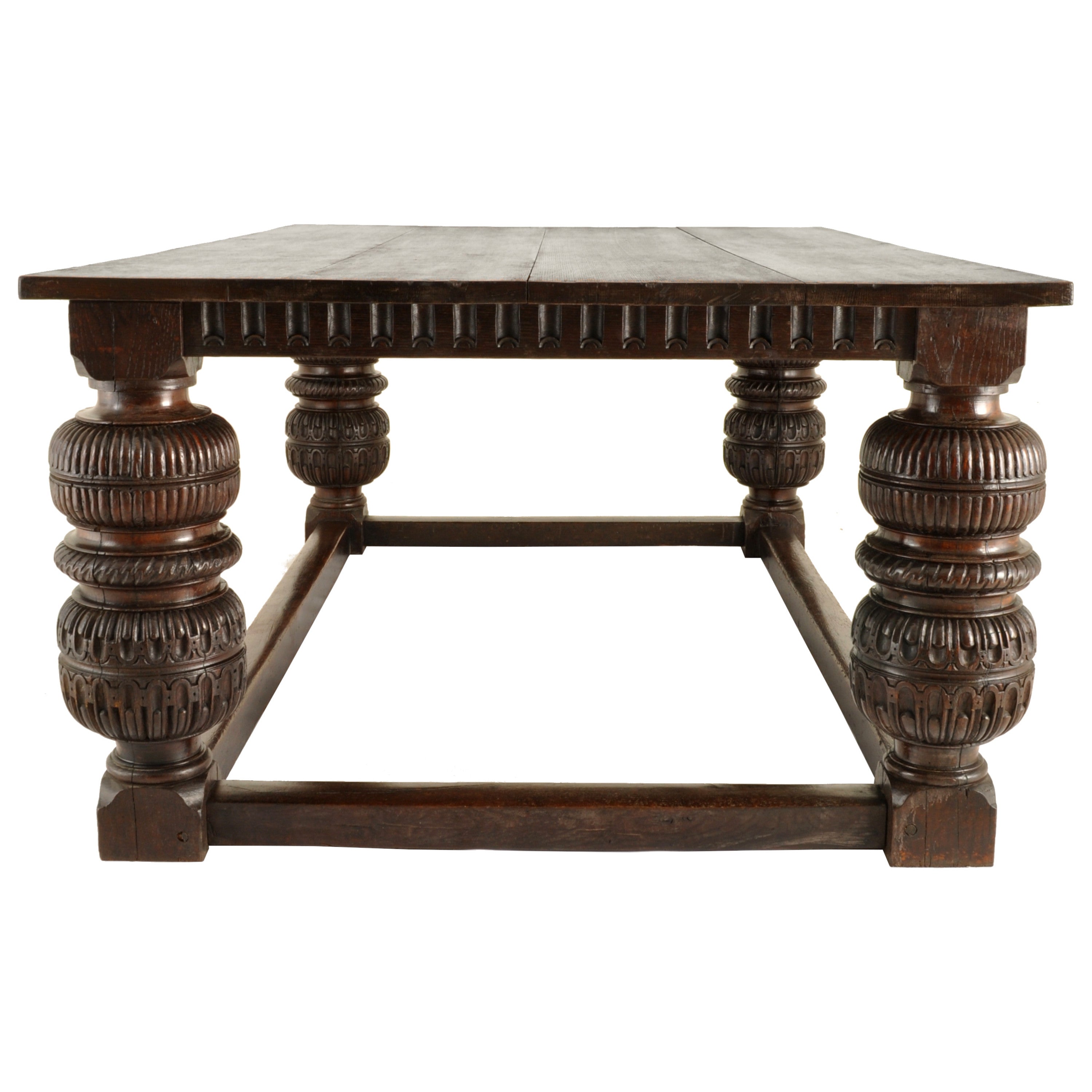 Antique Elizabethan Tudor Carved Oak Refectory Dining Console
