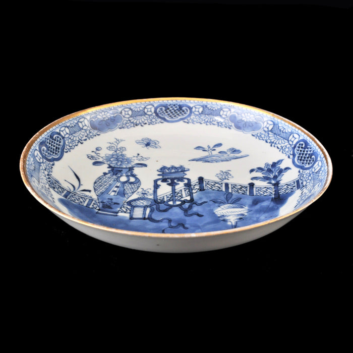 Antique Chinese Qing Dynasty Blue & White Plate, Circa 1850