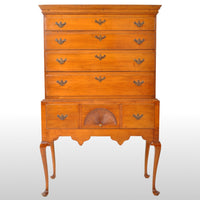 Antique American Queen Anne Connecticut Maple Highboy Chest On Stand, circa 1760
