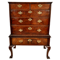 Antique Queen Anne George II Georgian Walnut Chest on Stand / Highboy, circa 1740