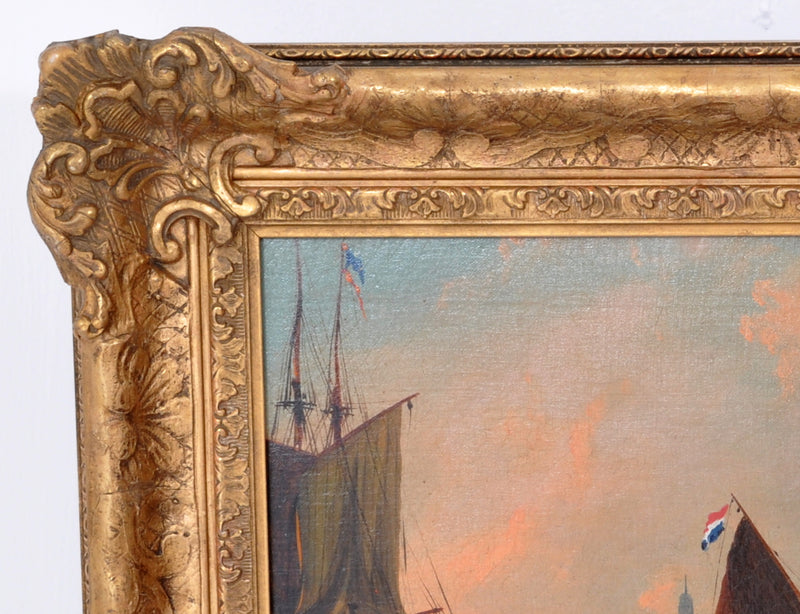 Antique Maritime Oil on Canvas Painting by Frederick Calvert (Irish, 1785-1845)