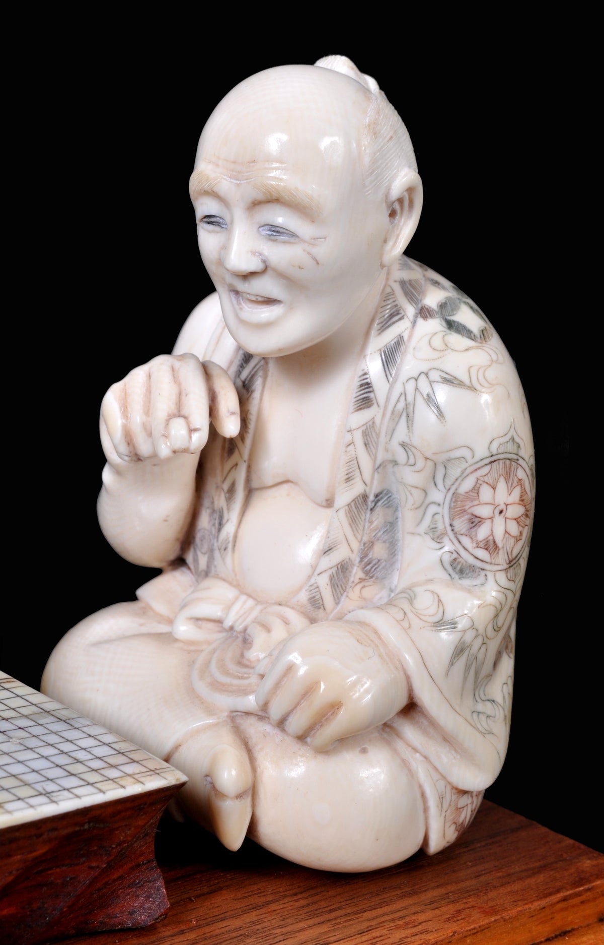 Antique Japanese Meiji Period Ivory Figural Group / Okimono, Go Players, circa 1890