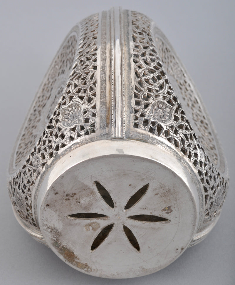 Antique Persian Arab Sterling Silver Flask, Circa 1900