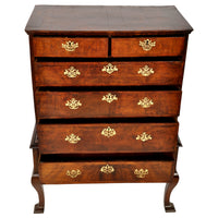 Antique Queen Anne George II Georgian Walnut Chest on Stand / Highboy, circa 1740