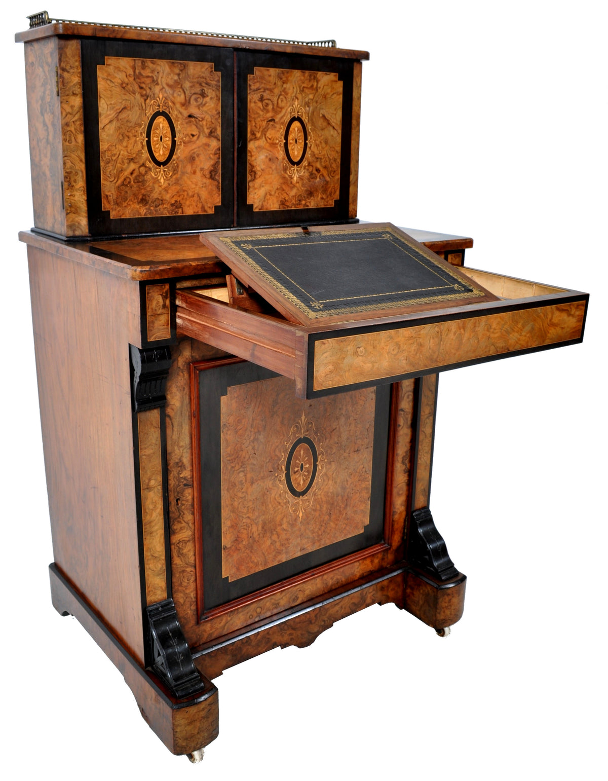 Antique Circassian Walnut Inlaid Aesthetic Movement Bonheur du Jour/Writing Desk, Circa 1880