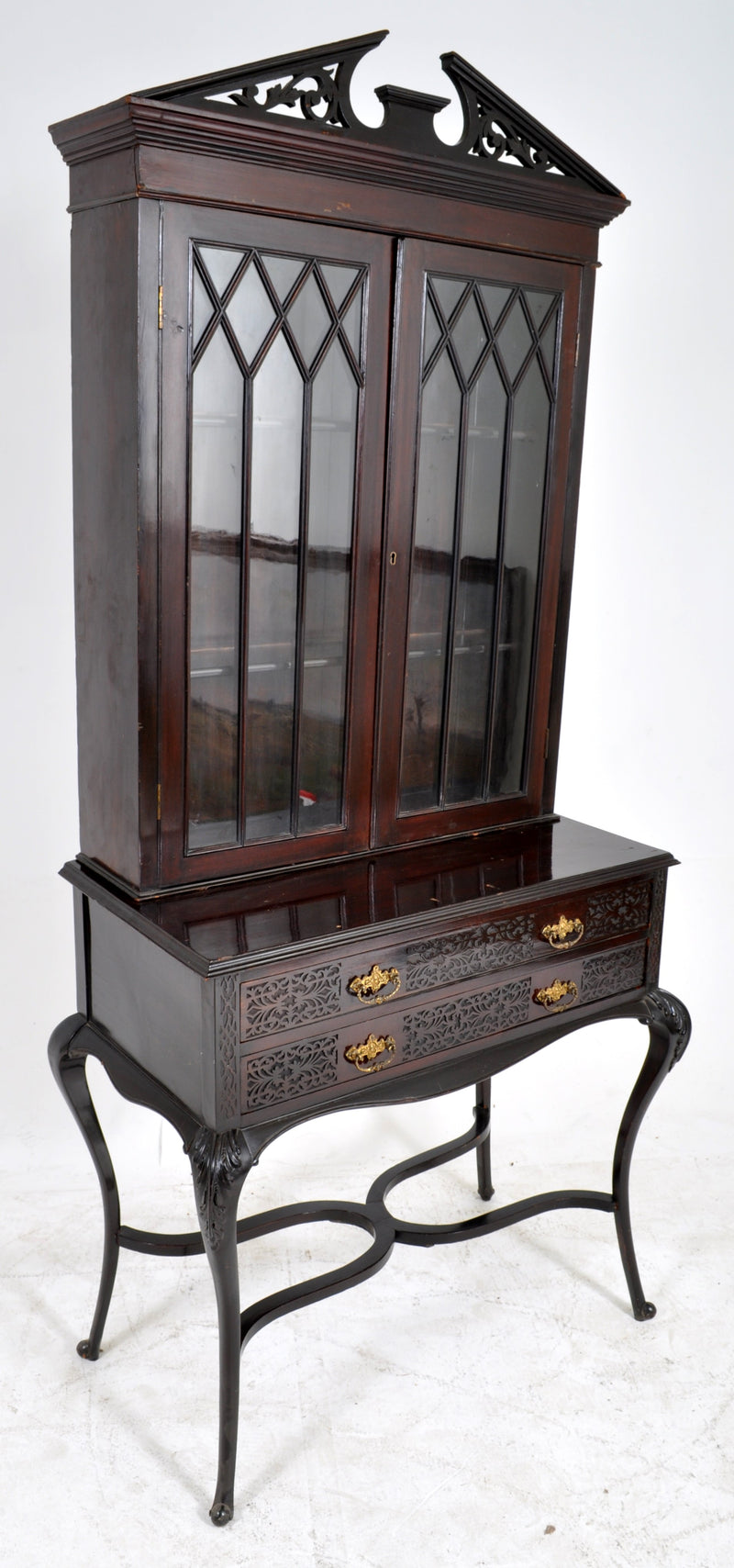 Antique English Ebonized Empire Style Cabinet/Hutch, Circa 1870