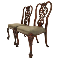 Pair of Antique 19th Century Carved Mahogany Georgian Chippendale Side Chairs, circa 1880