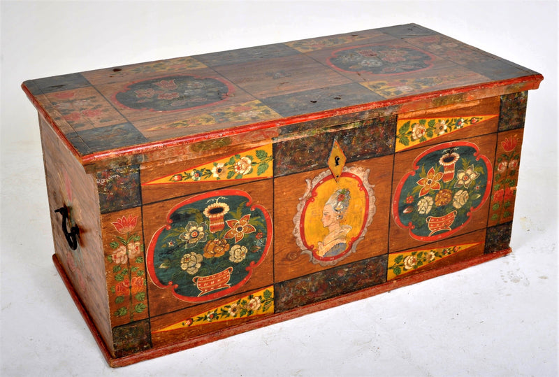 German Hand-painted Dowry Chest, Circa 1820