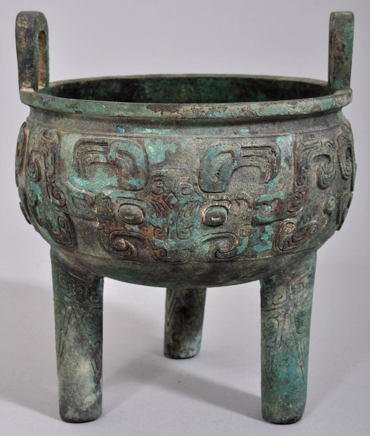 Antique 19th Century Archaic Style Bronze Tripod Ding Censer