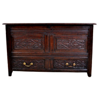 Antique English Late 17th Century Carved Oak Mule Chest / Coffer, circa 1680