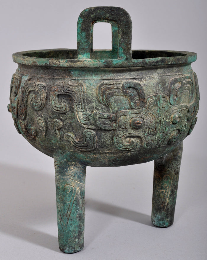 Antique 19th Century Archaic Style Bronze Tripod Ding Censer