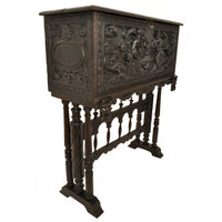 Antique 19th Century Spanish Baroque Carved Vargueno / Desk / Cabinet on Stand, circa 1880