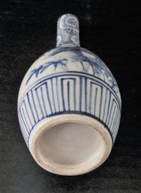 Antique Japanese Meiji Period Blue & White Bottle Shaped Vase, Circa 1890