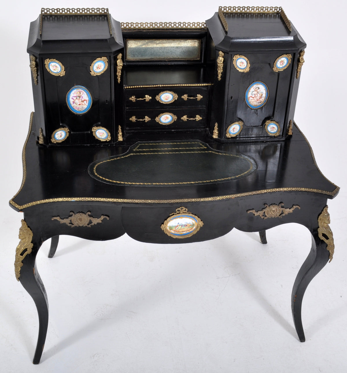 Antique French Louis XVI Japanned and Ormolu Sevres Antique French Louis XVI Japanned and Ormolu Sevres