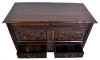 Antique English Late 17th Century Carved Oak Mule Chest / Coffer, circa 1680
