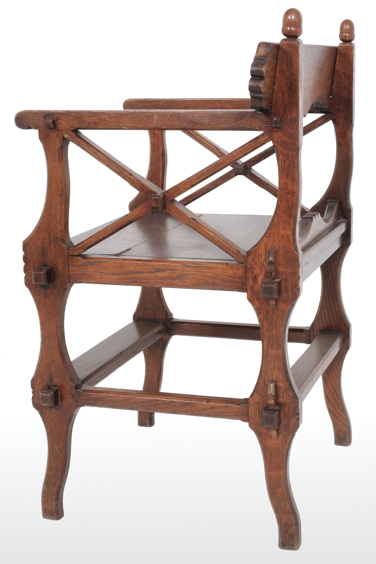 Antique Gothic Revival Arts & Crafts Metamorphic Oak Library Steps/Chair, A.W. Pugin, Circa 1860