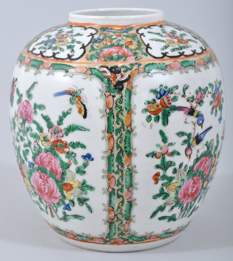 Antique 19th Century Chinese Famille Rose Porcelain Ginger Jar, Circa 1850
