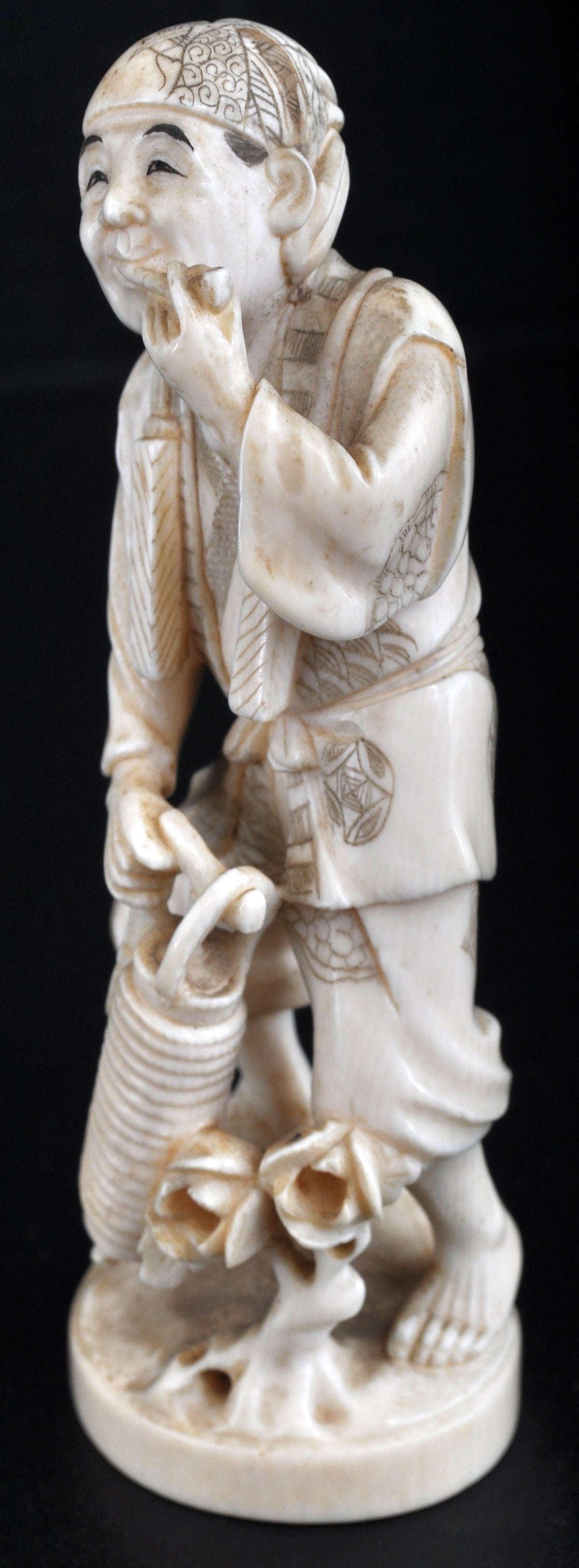 Antique Japanese Meiji Period Carved Ivory Figure, Circa 1880