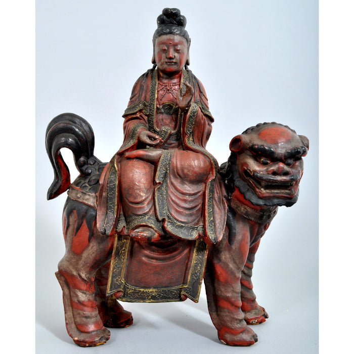 Antique Chinese Buddha Deity Foo Dog Statue/Sculpture, Circa 1850