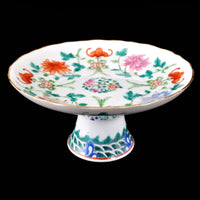 Antique Chinese Qing Dynasty Famille Rose Compote with Bat Design, Circa 1850
