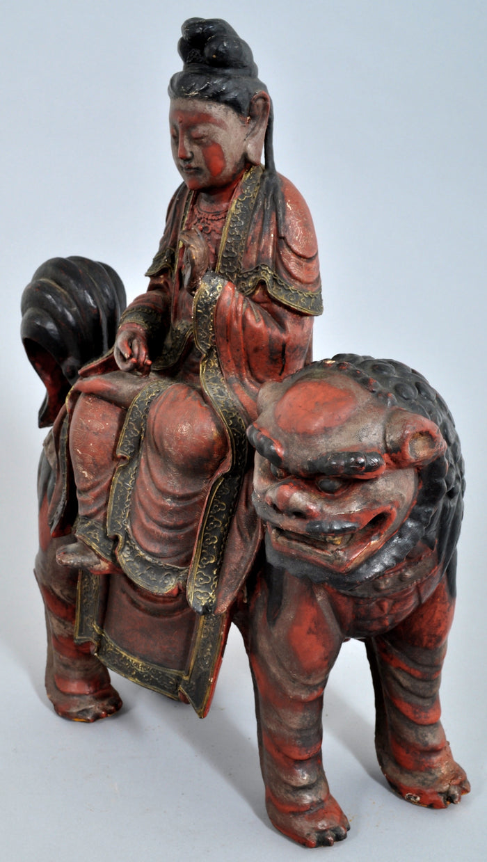 Antique Chinese Buddha Deity Foo Dog Statue/Sculpture, Circa 1850