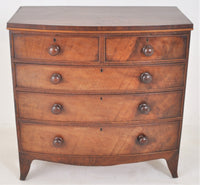 Antique English Bow-Fronted Georgian/Regency Mahogany Chest of Drawers, Circa 1820