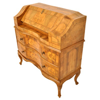 Antique South German Marquetry Fruitwood & Walnut Secretary / Dresser / Desk, circa 1850