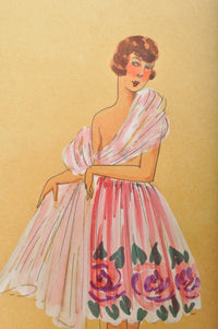 Antique Art Deco Drawing and Watercolor by Zapdy, Circa 1930
