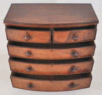 Antique English Bow-Fronted Georgian/Regency Mahogany Chest of Drawers, Circa 1820