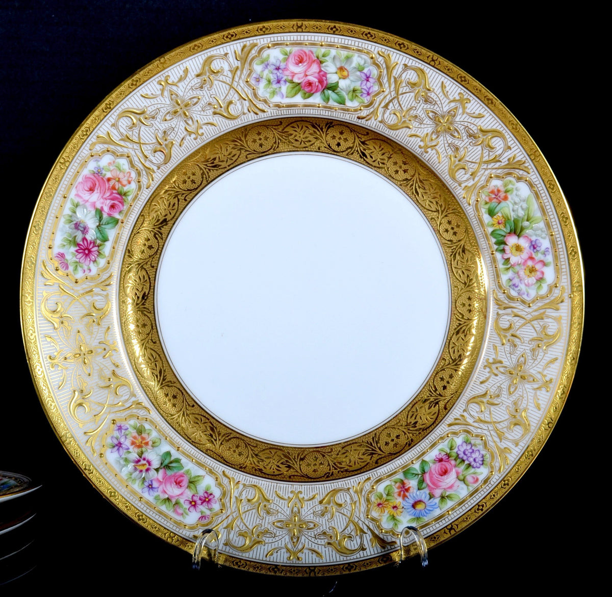 Set of 12 Gilded and Enameled French Limoges Plates, Circa 1890