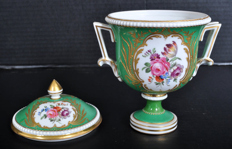 Antique German Dresden Porcelain Lidded Urn, Circa 1880