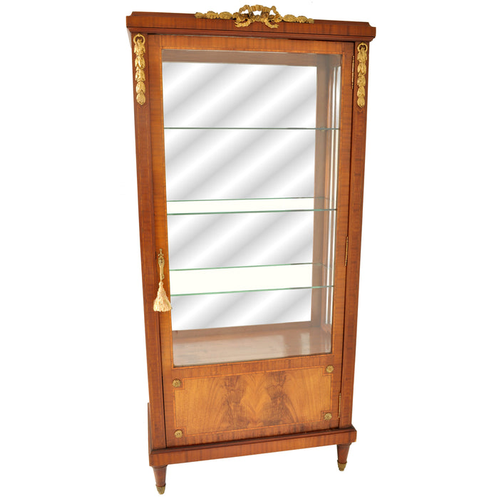 Antique French Louis XVI Inlaid Walnut Vitrine / Bibliotheque / Bookcase, circa 1890