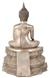 Large Antique 19th Century Tibetan Silver Gilt Bronze Buddha Statue / Sculpture, circa 1850