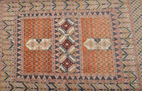 Antique Turkoman Tekke Hatchli Silk and Wool Rug, Circa 1920