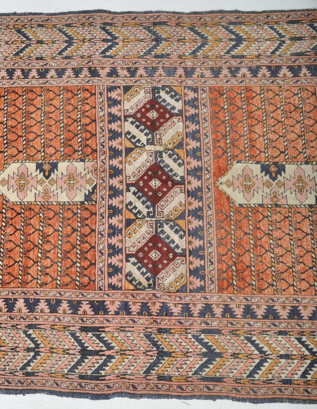 Antique Turkoman Tekke Hatchli Silk and Wool Rug, Circa 1920