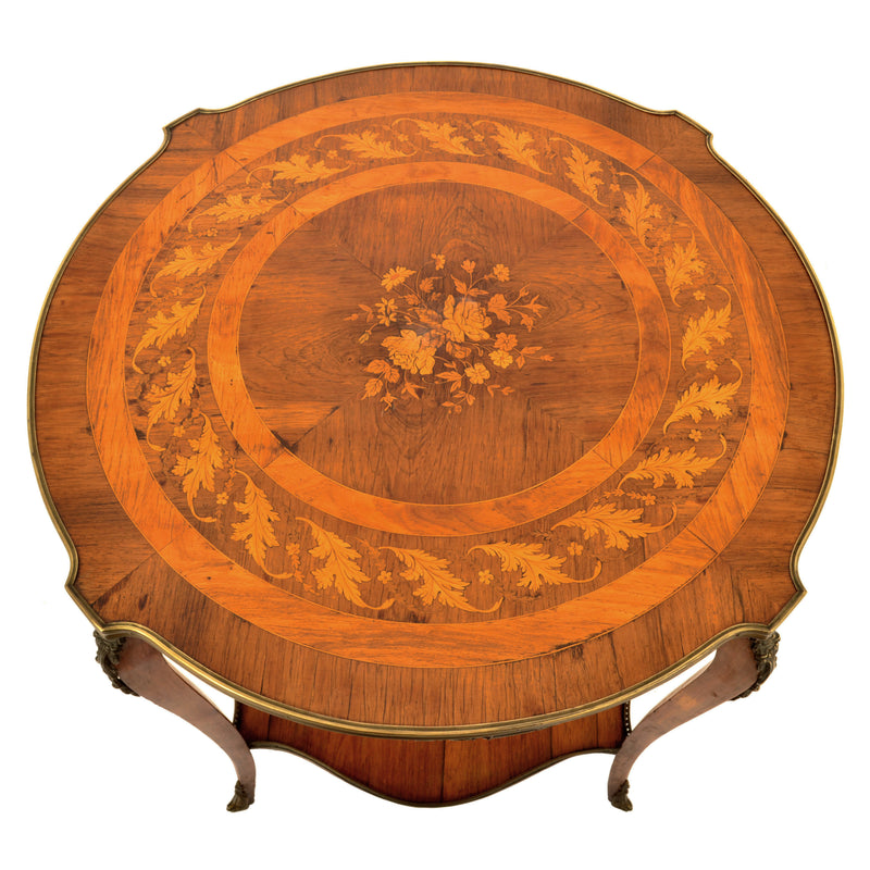 Antique 19th Century French Louis XV Marquetry & Ormolu Side / Center Table, circa 1880