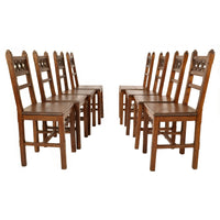 Set of Eight 19th Century Carved Oak Gothic Revival Chairs A W Pugin, Circa 1850