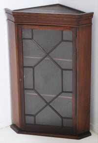Antique English Astragal Glazed Mahogany Corner Cabinet, Circa 1860