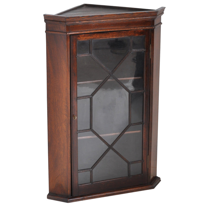 Antique English Astragal Glazed Mahogany Corner Cabinet, Circa 1860