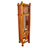 Antique American Mission Arts & Crafts Oak 8-Day Grandfather Tall Case Clock, Circa 1900