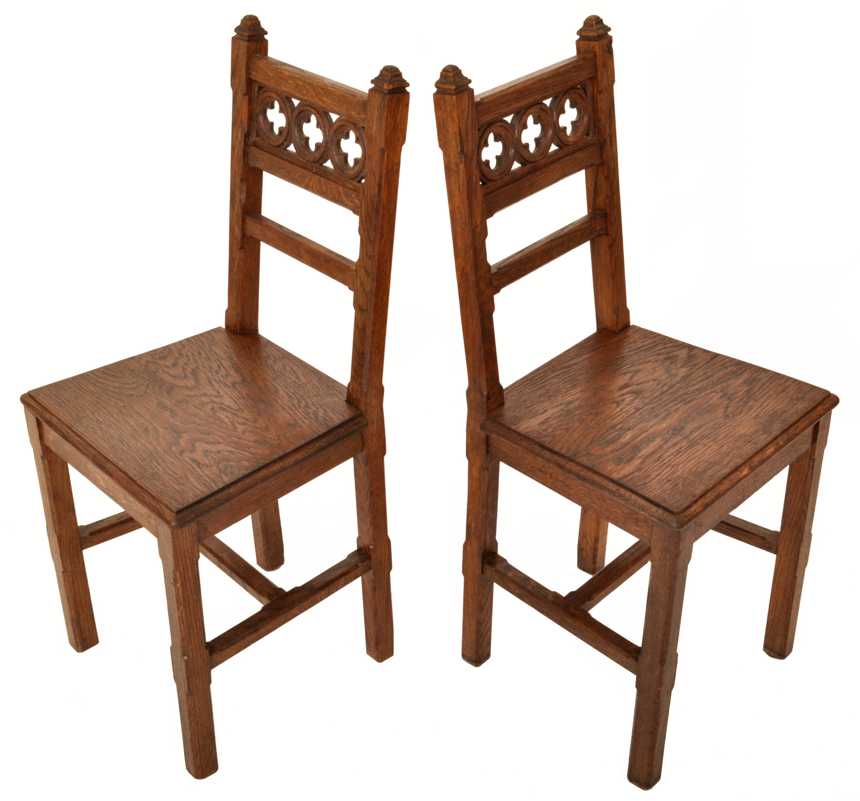 Set of Eight 19th Century Carved Oak Gothic Revival Chairs