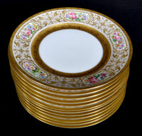 Set of 12 Gilded and Enameled French Limoges Plates, Circa 1890