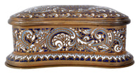 Fine Antique French Art Nouveau Bronze Champlevé Enamel lidded Jewelry Box, circa 1900