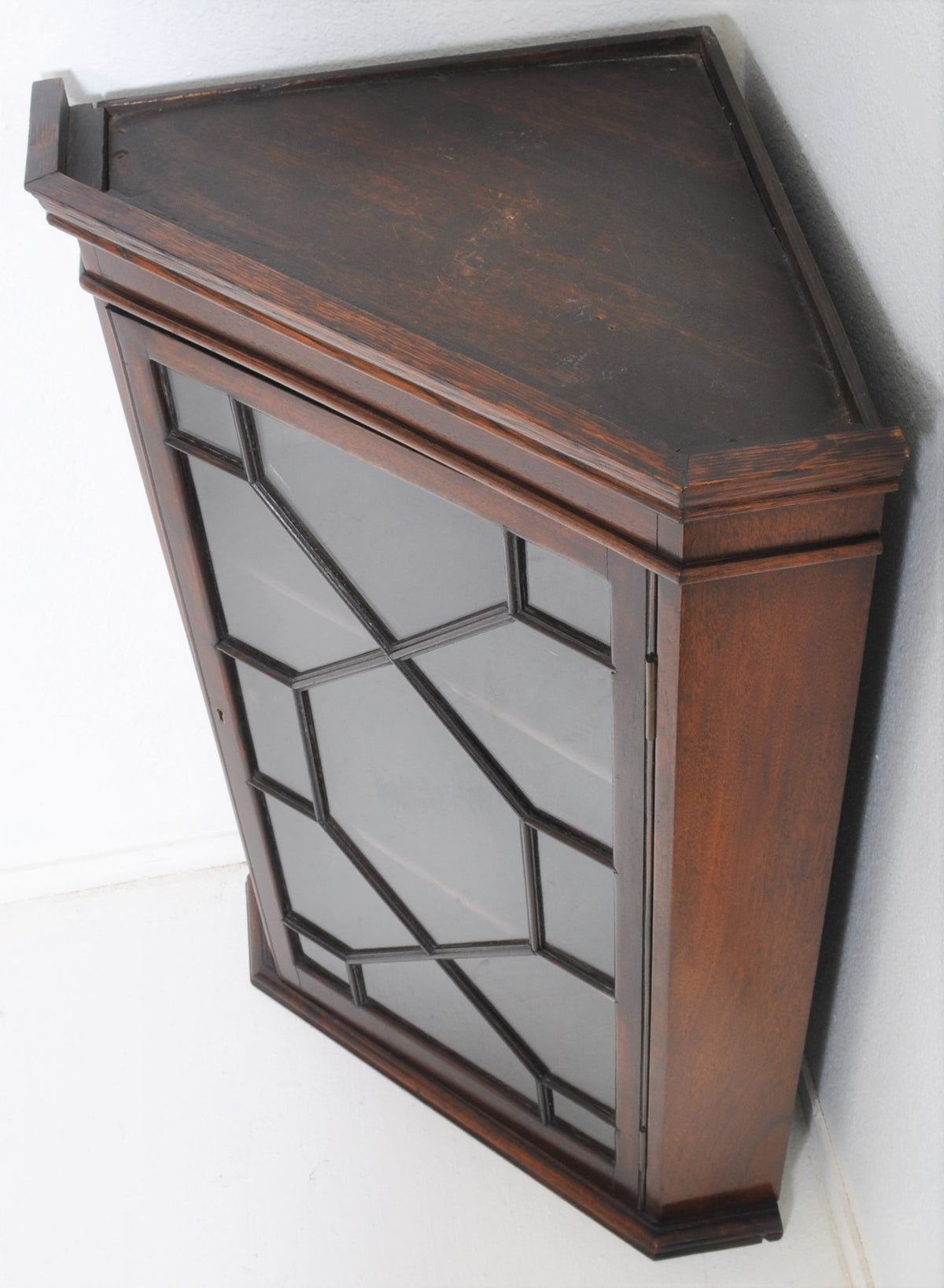 Antique English Astragal Glazed Mahogany Corner Cabinet, Circa 1860