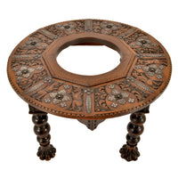 Antique 17th Century Style Spanish Walnut & Brass Iron Warming / Brazier Table, circa 1880