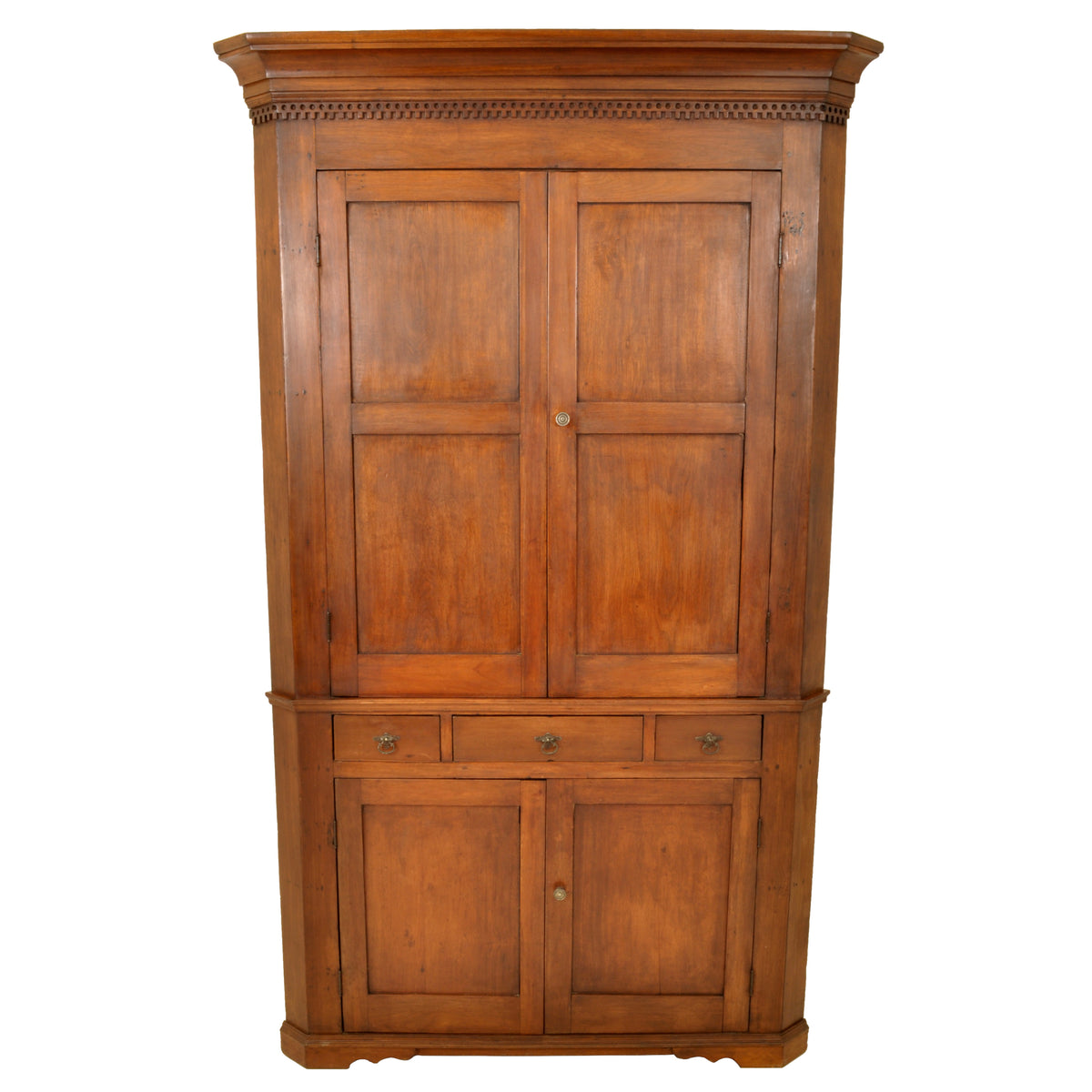 Antique American Colonial 19th Century Cherry Corner Cabinet Pennsylvania, circa 1830