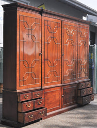 Monumental Georgian Style Antique Mahogany Breakfront Bookcase/Cabinet, Circa 1880