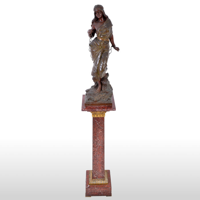 Antique French Art Nouveau Bronze Figure, "Prise de Corsaire", Emmanuel Villanis, circa 1890