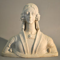 Antique Monumental Italian Renaissance Carrara Marble Statue/Bust of Johanna Albrizzi, Circa 1860